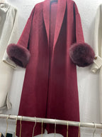 Chic Brown Woolen Tops Overcoat