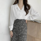 Chic Lantern Sleeve Suit Collar Loose Office Shirt