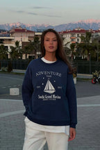 Chic Printed Crew Neck Oversized Long Sleeve Sweatshirt