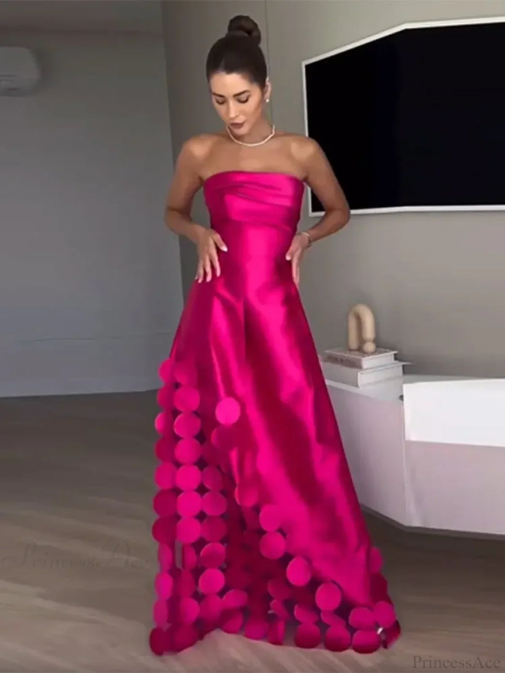 Chic Rose Red Sleeveless Satin Maxi Dress Elegant Backless Pleated Party Dress