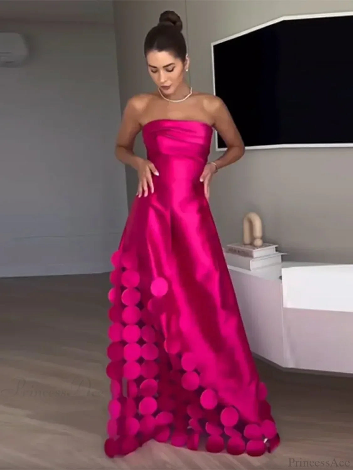 Chic Rose Red Sleeveless Satin Maxi Dress Elegant Backless Pleated Party Dress