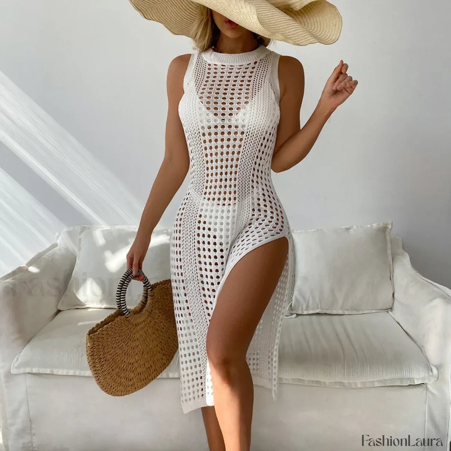 Chic Round Neck Sleeveless Cover Up