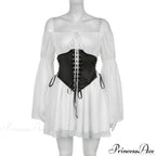 Chiffon Detachable Corset Charming Puff Sleeve Mini Dresses