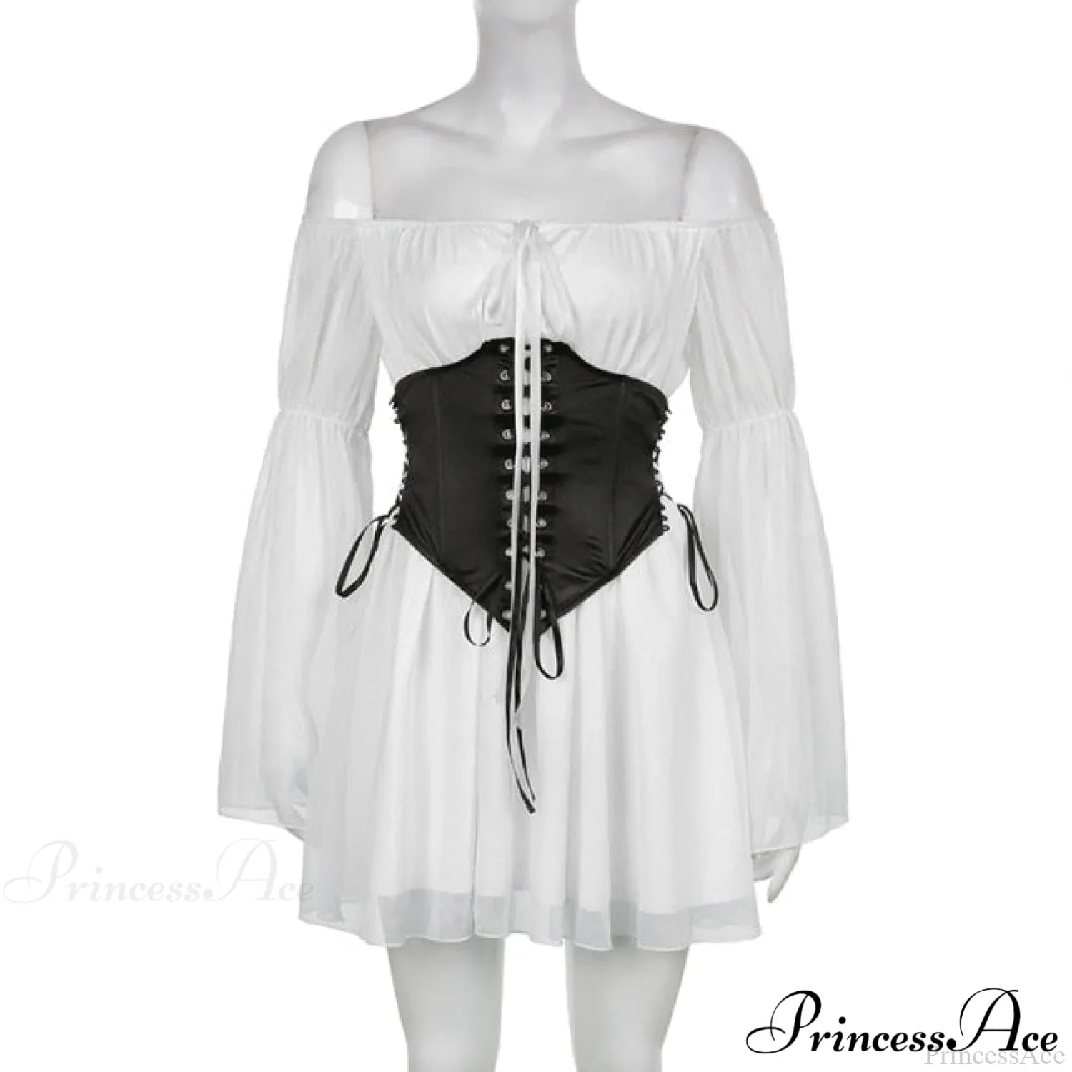 Chiffon Detachable Corset Charming Puff Sleeve Mini Dresses