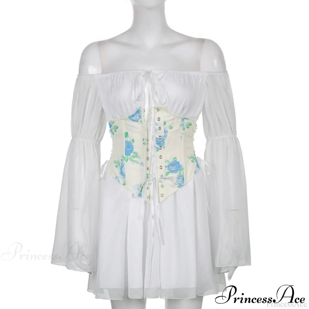 Chiffon Detachable Corset Charming Puff Sleeve Mini Dresses