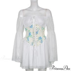 Chiffon Detachable Corset Charming Puff Sleeve Mini Dresses
