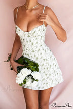 Chiffon Floral Print Spaghetti Strap Backless Boho Dress
