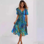 Chiffon Floral Print V-neck Dress