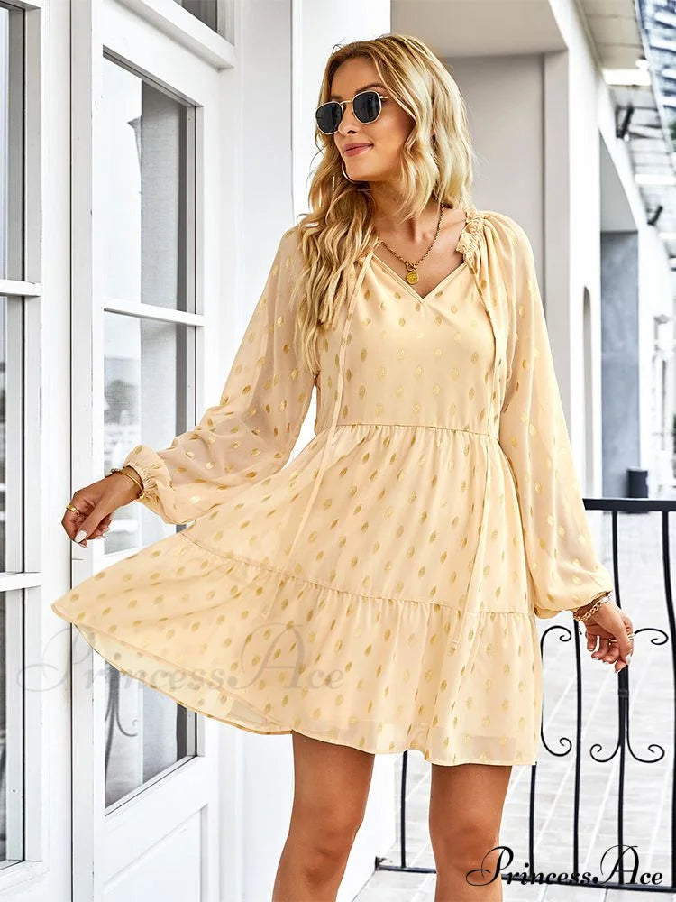 Chiffon for Vintage Gown Casual Bohemian Brief Party Women Design Dot - Sundress