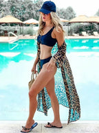 Chiffon Leopard Print Kimono Boho Beach Cover up