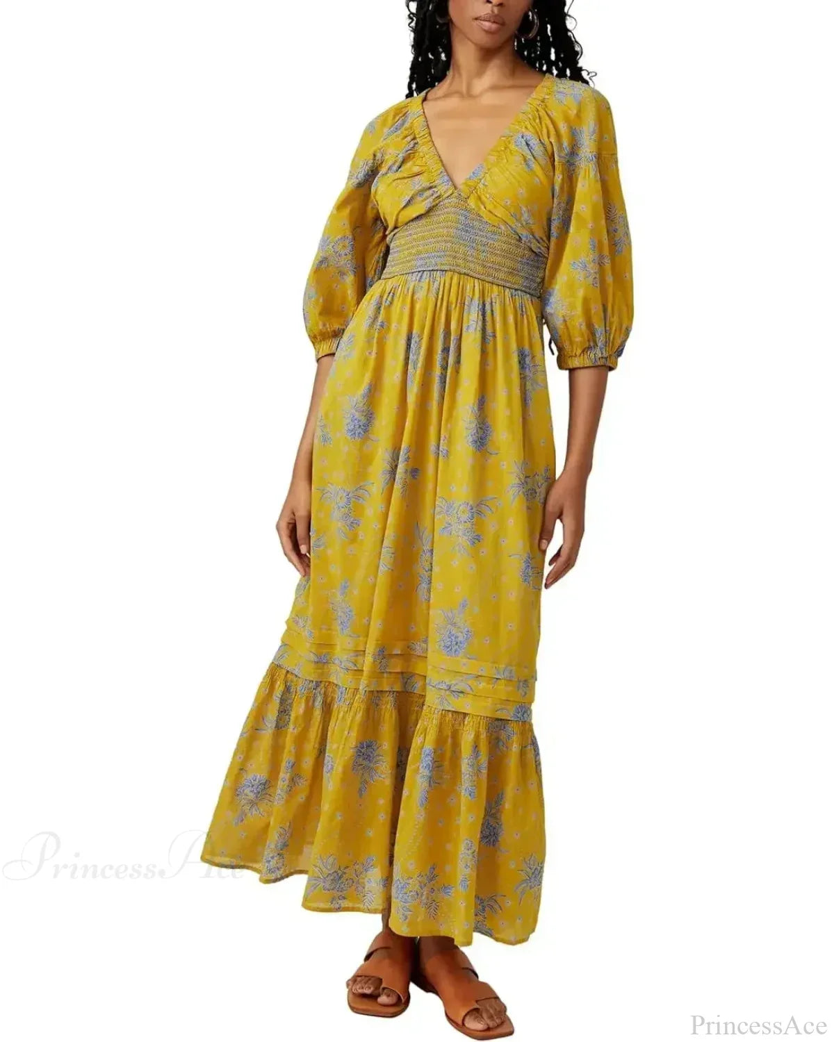 Chiffon Long Sleeve Holiday Floral Boho Dress