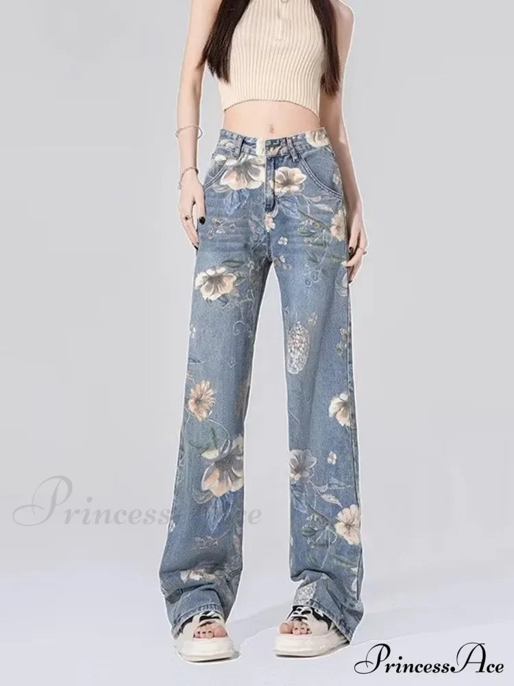 Children's High Waist Straight Tube Loose Wide Leg Trendy Spliced With Old Zippers Jean
