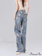 Children's High Waist Straight Tube Loose Wide Leg Trendy Spliced With Old Zippers Jean