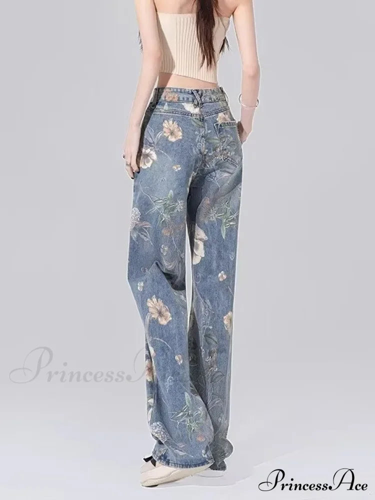 Children's High Waist Straight Tube Loose Wide Leg Trendy Spliced With Old Zippers Jean