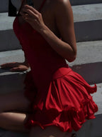 Chloe Halter Ruffled Mini Dress