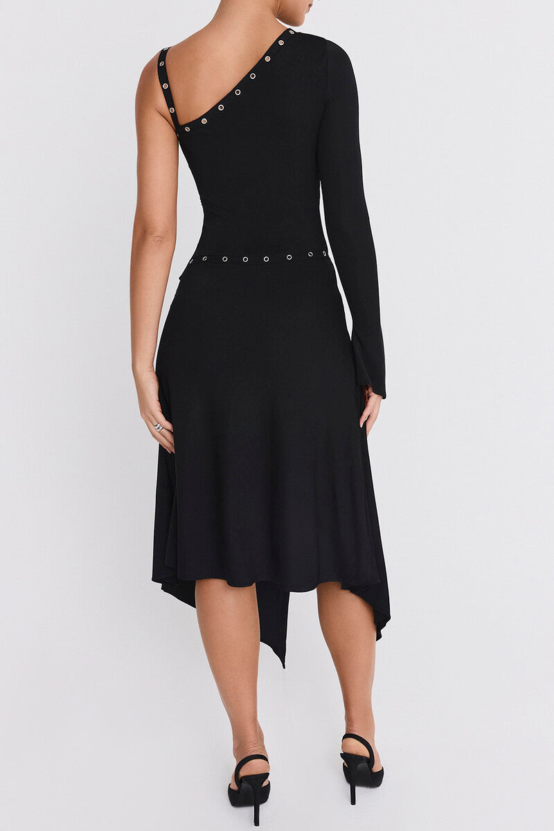 Eyelet Trim Midi Skirt