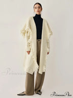 Chunky Knit Tassel Trendy Hem Poncho Cardigan