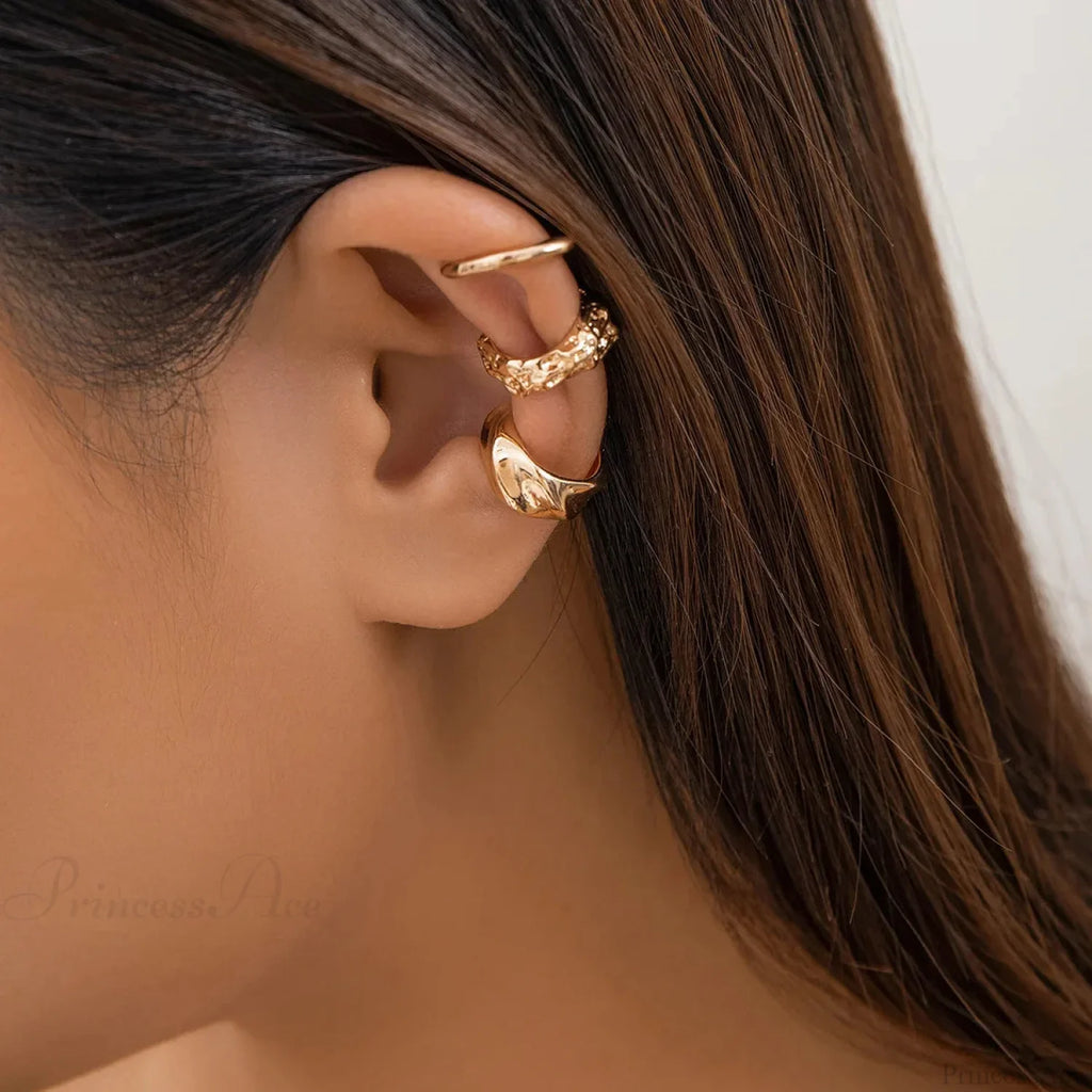 Chunky Metallic No Piercing Clamp Ear Cuff Earring