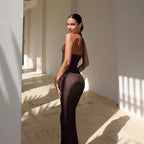 Ceremony Knitted Open Back Halter Maxi Dress