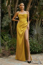 Cinderella Divine 7483 Charming Corset Cowl Satin Gown