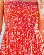 Claira Floral Tie Strap Maxi Dress Orange