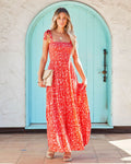 Claira Floral Tie Strap Maxi Dress Orange
