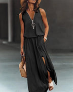 Brigitte Elegant, Bodycon Dress with Zipper and Slit for Women