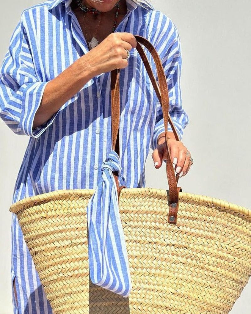 Bianca Elegant Striped Shirt Dress for Women Versatile Daily Pick