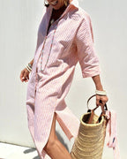 Bianca Elegant Striped Shirt Dress for Women Versatile Daily Pick