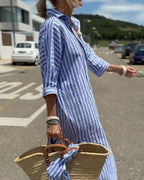 Bianca Elegant Striped Shirt Dress for Women Versatile Daily Pick