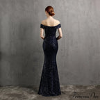 Clara Glitter Off the Graceful Shoulder Split Dress For Prom