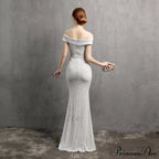 Clara Glitter Off the Graceful Shoulder Split Dress For Prom