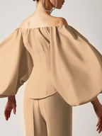 Clara Off Shoulder Lantern Sleeve Top