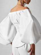 Clara Off Shoulder Lantern Sleeve Top