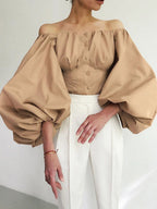 Clara Off Shoulder Lantern Sleeve Top