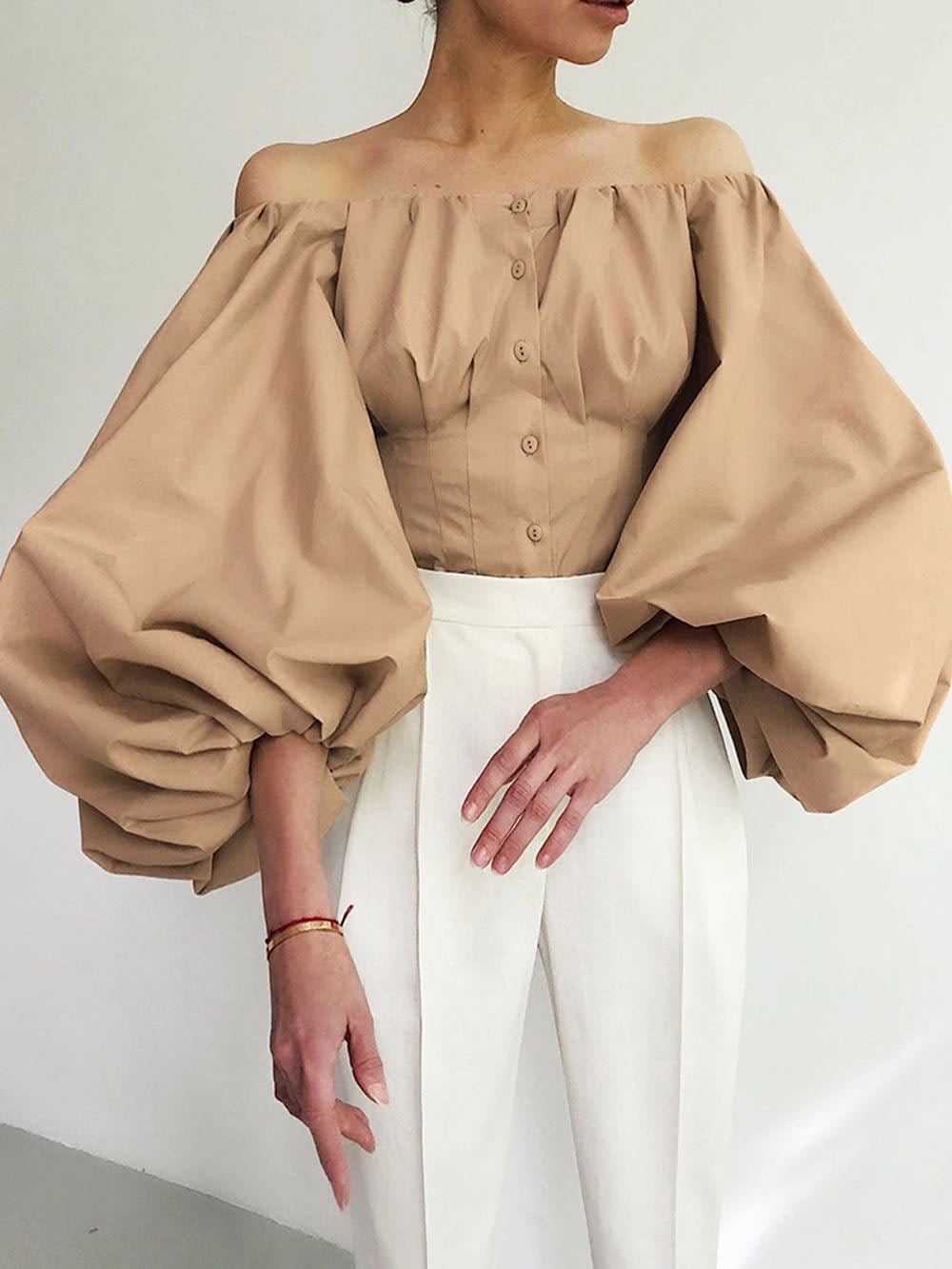 Clara Off Shoulder Lantern Sleeve Top