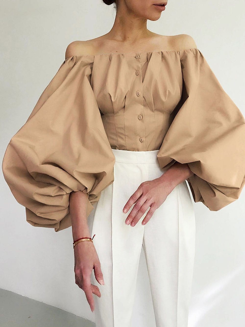 Clara Off Shoulder Lantern Sleeve Top
