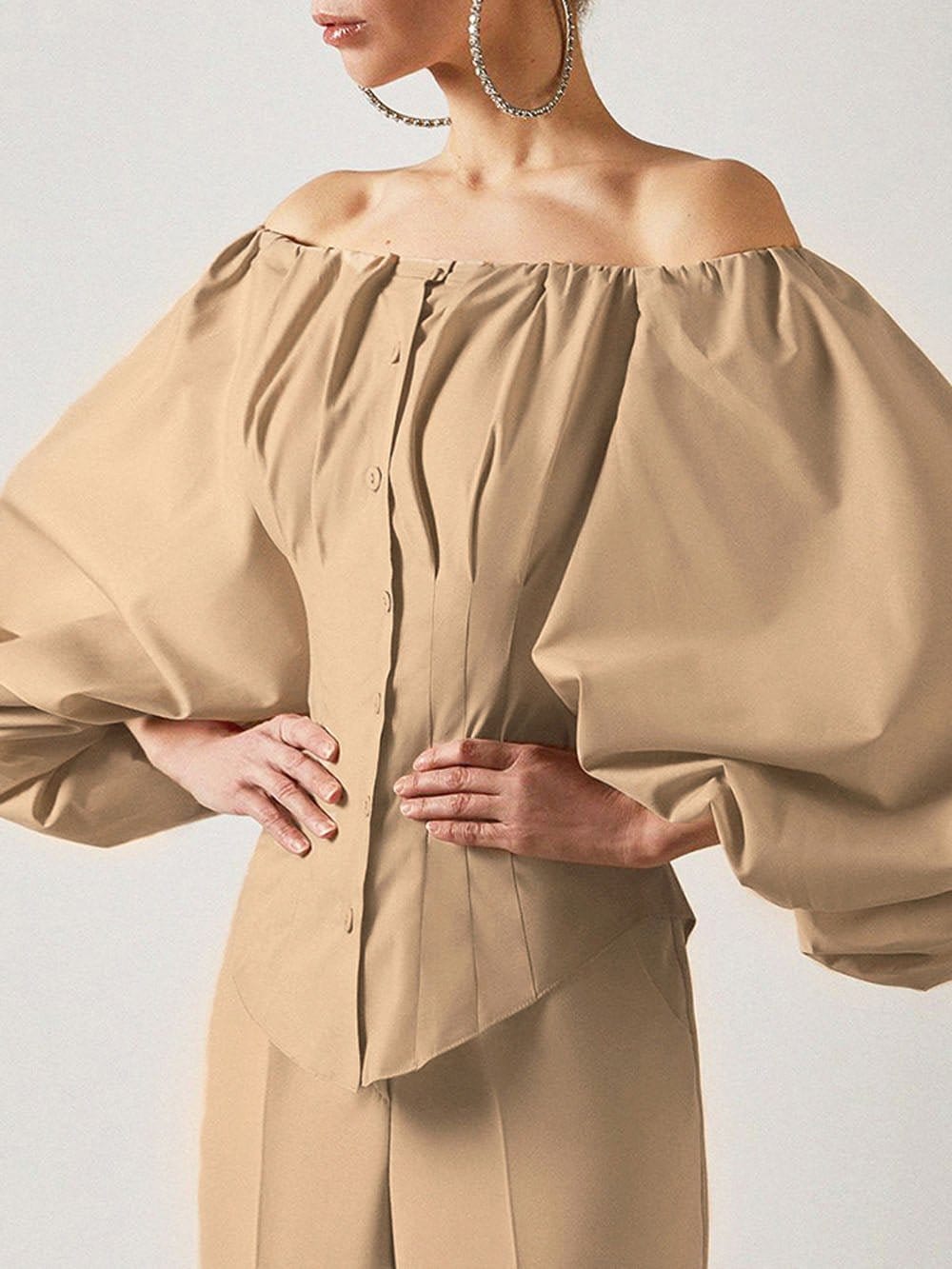 Clara Off Shoulder Lantern Sleeve Top