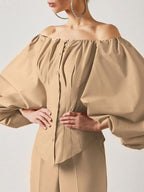 Clara Off Shoulder Lantern Sleeve Top