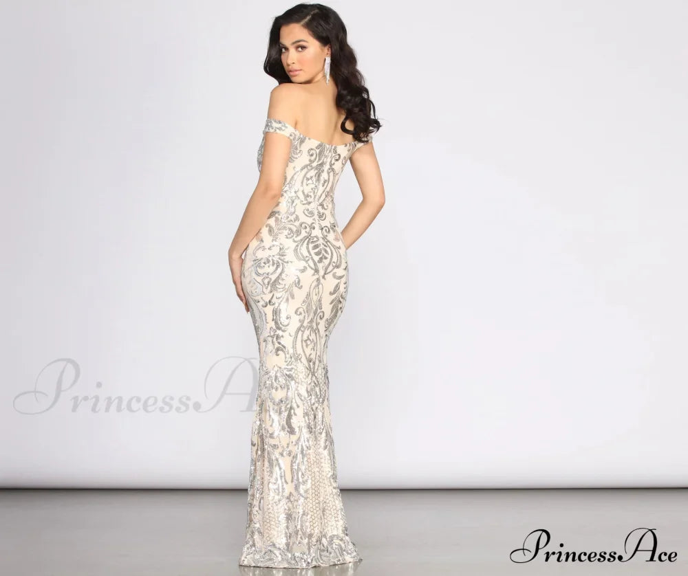 Clara Sequin Stylish Off Shoulder Dress