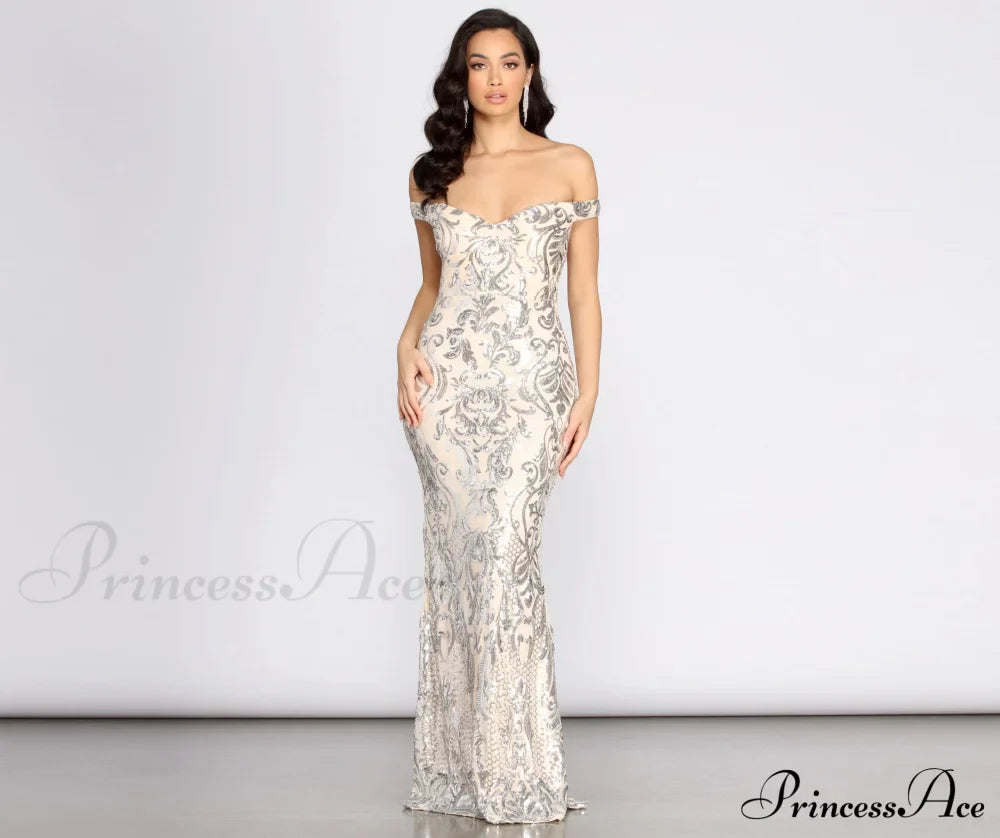 Clara Sequin Stylish Off Shoulder Dress
