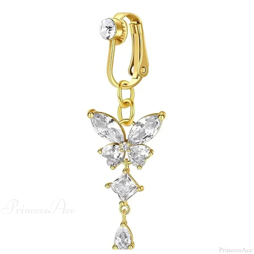 Clip-On Butterfly False Gothic Abdomen Ring