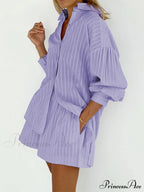 Cloud Nine Pinstripe See Modern Through Two Piece Shorts Set