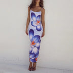 Cocktail Bodycon Floral Print Split Summer Streetwear Floral Dress
