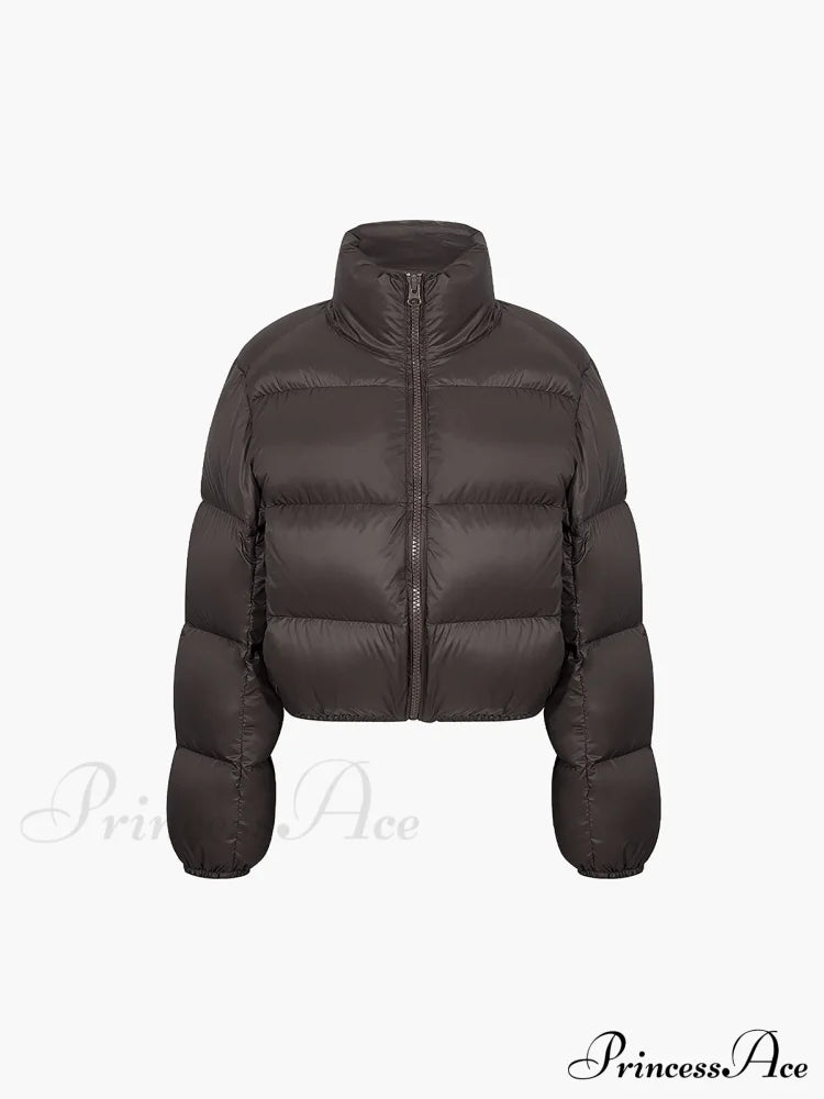 Cocoa Bean Stand Trendy Collar Quilted Puffer Coat
