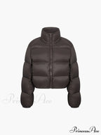 Cocoa Bean Stand Trendy Collar Quilted Puffer Coat