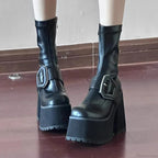 Cold Tall Heeled Dark Chelsea Shoe