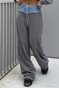 Color Block Casual Straight Wide Leg Jeans