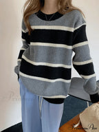 Color Block Striped Trendy Knit Crop Top