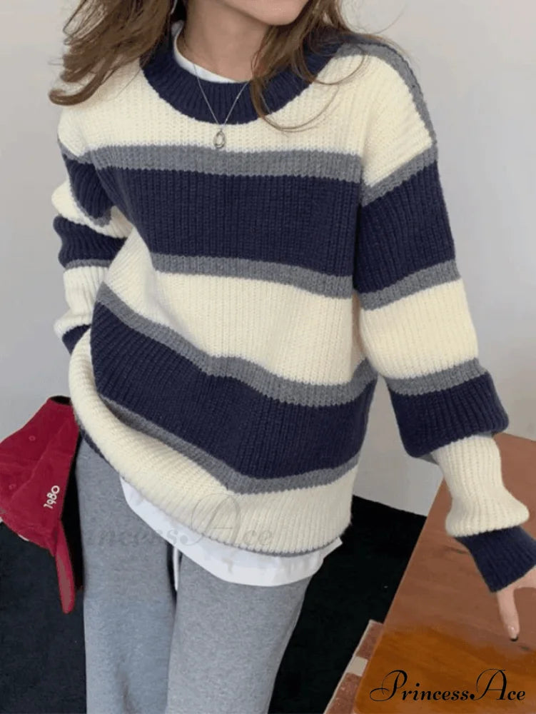 Color Block Striped Trendy Knit Crop Top
